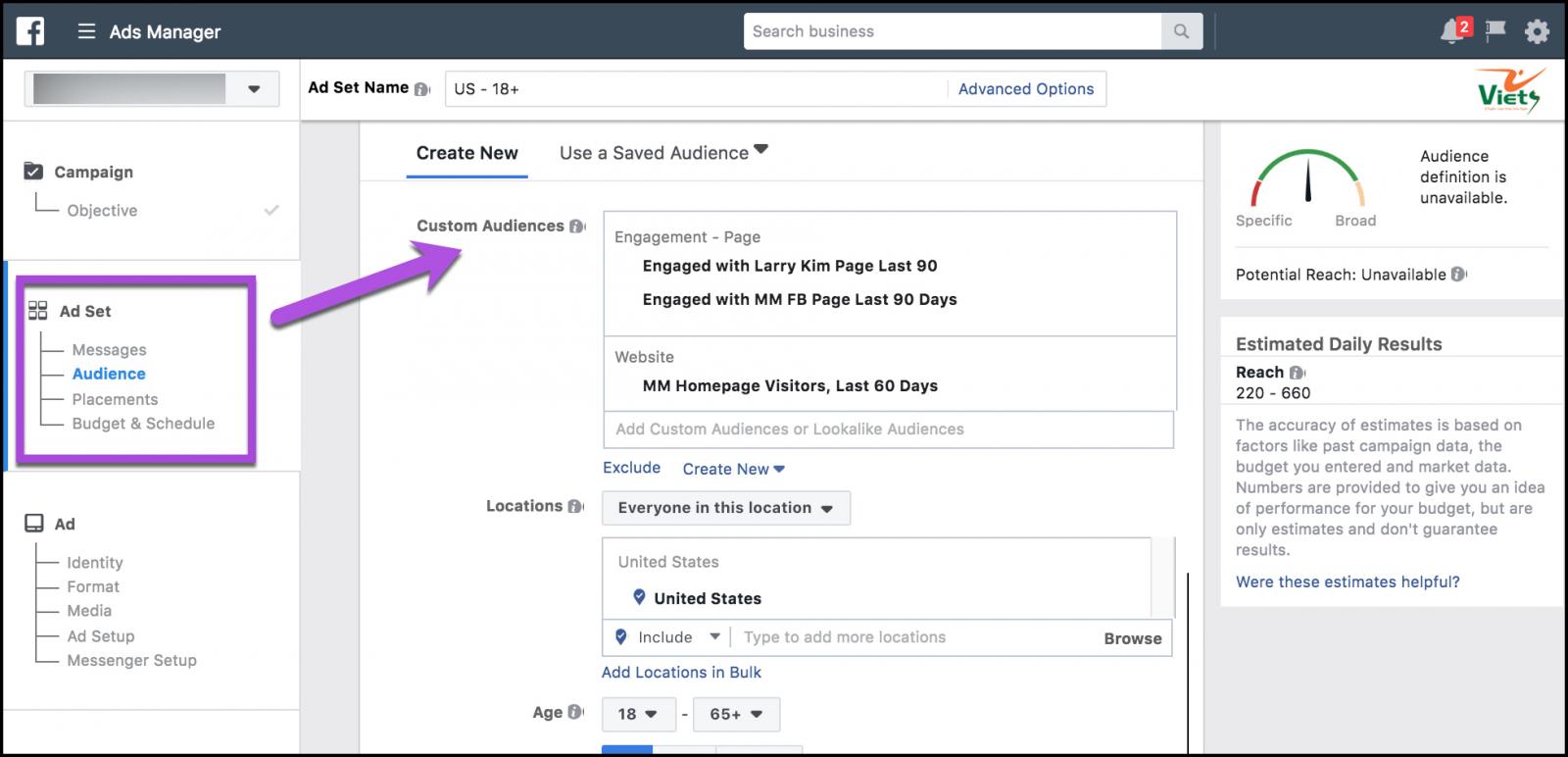 đối tượng quảng cáo facebook